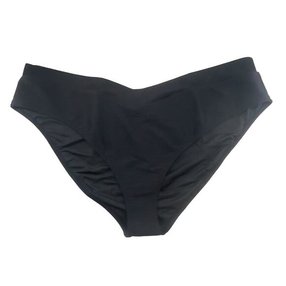 J Crew Ribbed Cross Front Bikini Bottom Black Cheeky Swim Plus Size 3X BE812 New - Picture 1 of 6